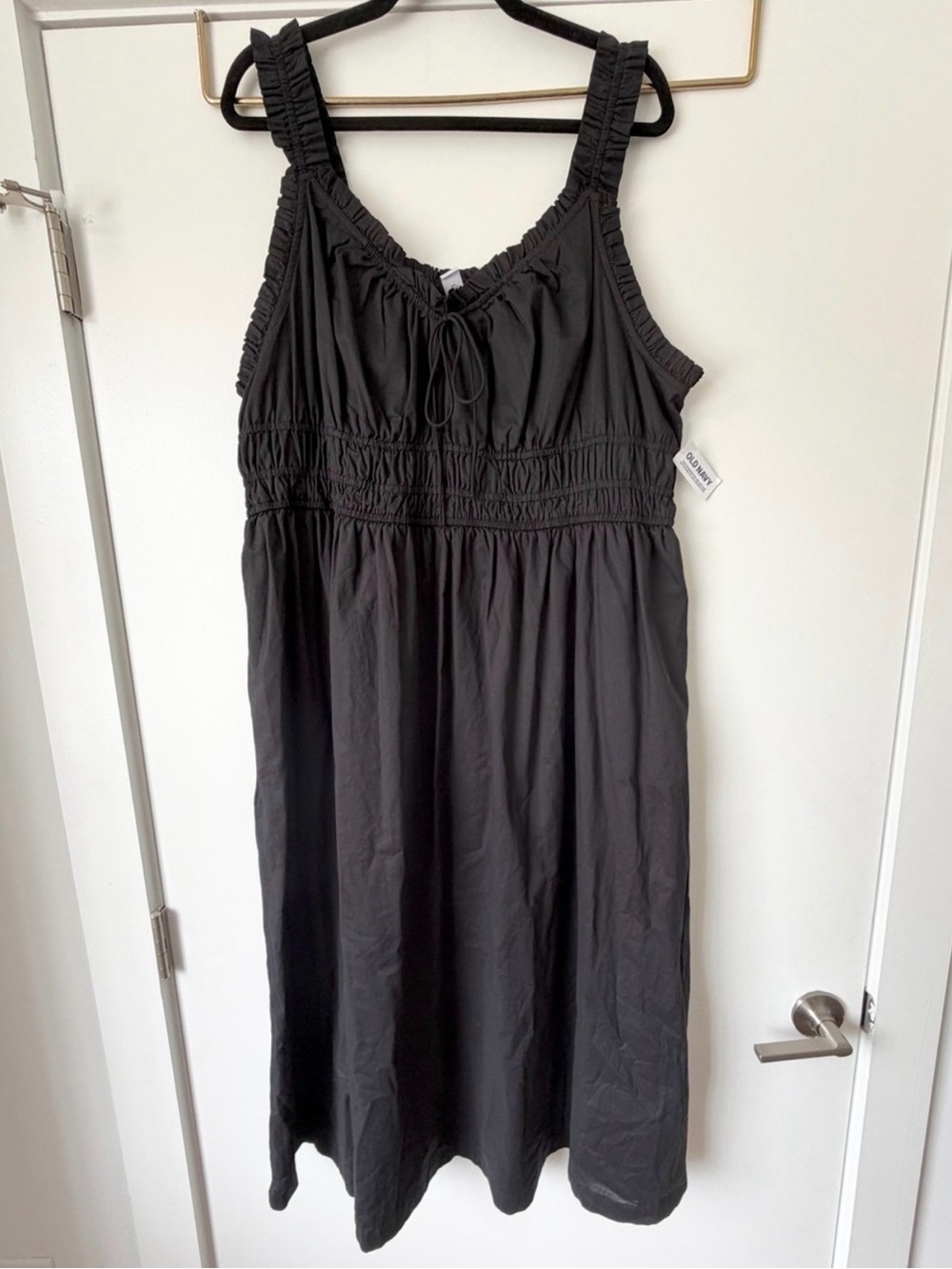 Old Navy Black Midi Sundress with Smocked Waist